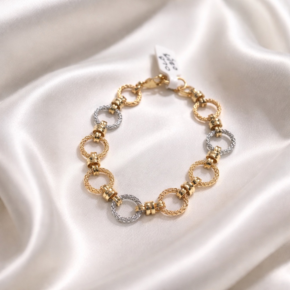 Two-Tone Gold and Silver Link Bracelet - Women Jewelry